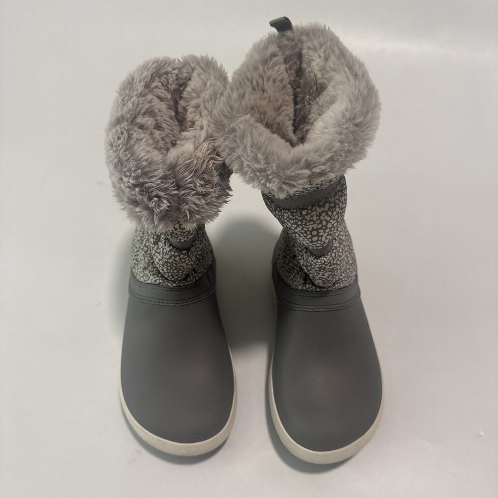 Crocs Crocband Winter Puff Boots Women's Kids Size 6 Gray Faux Fur Fleece Lined